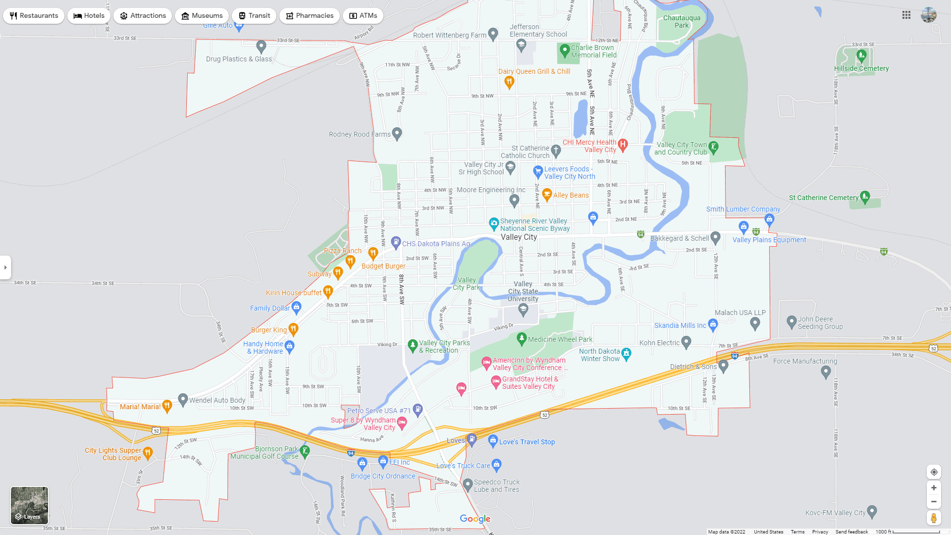 Valley City map